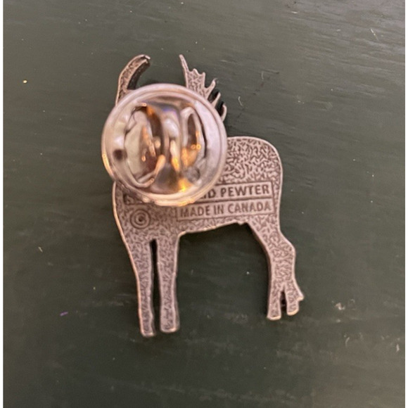 Vintage Maine Scene Moose Pewter Pin Made In Canada - Picture 2 of 3